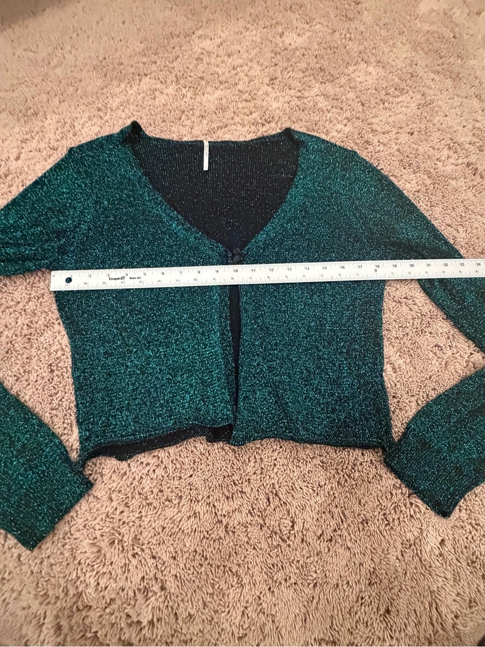 Large free people emmaline metallic cardigan sweater sparkly green - Picture 13 of 15